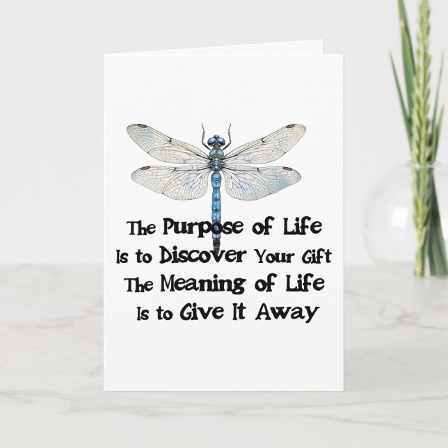 Purpose of life quote talent mission dragonfly bug card (Front)