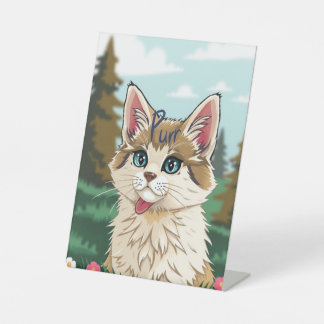 Purr and Peace Pedestal Sign