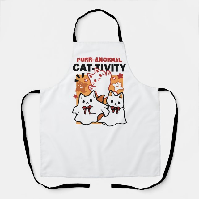 Purr-anormal Cat-tivity Cute Halloween Cat Design Apron (Front)
