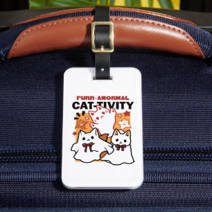 Purr-anormal Cat-tivity Cute Halloween Cat Design Luggage Tag