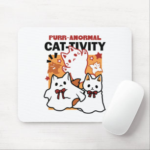 Purr-anormal Cat-tivity Cute Halloween Cat Design Mouse Pad