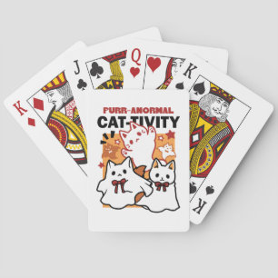 Purr-anormal Cat-tivity Cute Halloween Cat Design Playing Cards