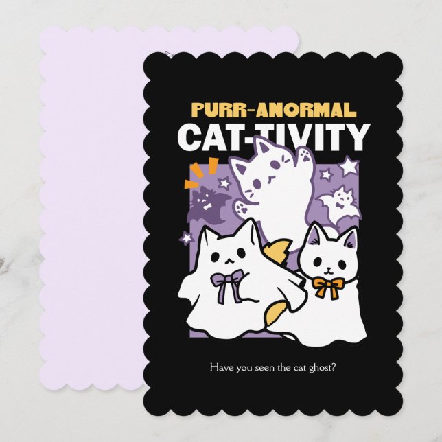 Purr-anormal Cat-tivity - Halloween Cat Design Holiday Card (Front/Back)