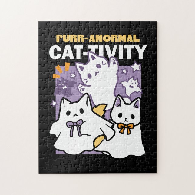 Purr-anormal Cat-tivity - Halloween Cat Design Jigsaw Puzzle (Vertical)