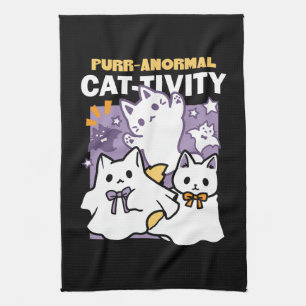 Purr-anormal Cat-tivity - Halloween Cat Design Kitchen Towel
