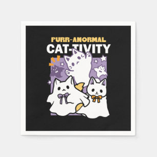 Purr-anormal Cat-tivity - Halloween Cat Design Napkin
