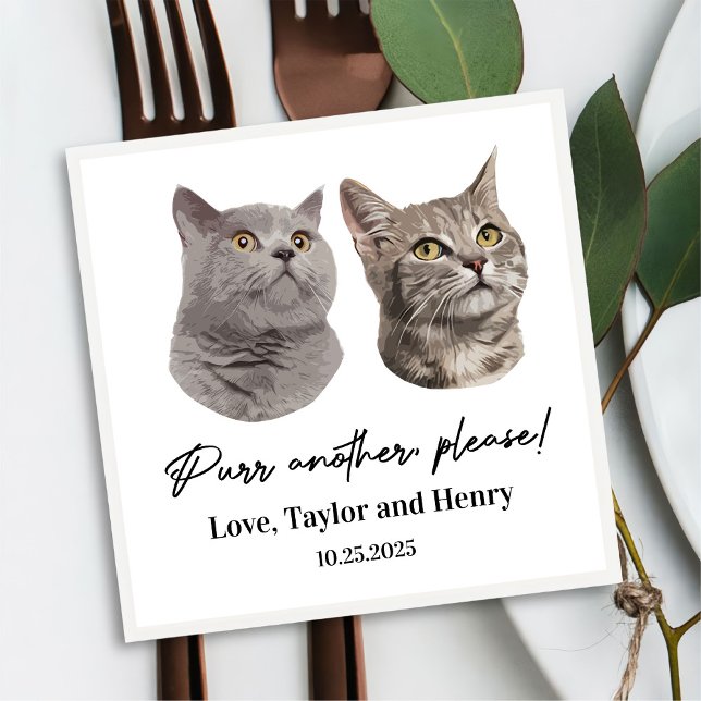 Purr Another Please Customized Pet Wedding Napkins (Creator Uploaded)