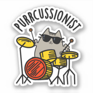 Purr-cussionist Funny Drummer Cat Pun 