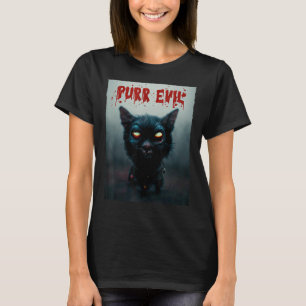Purr Evil Black Cat Halloween Horror T-Shirt