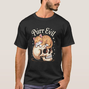 Purr Evil Cute Orange Cat on Sugar Skull Funny Got T-Shirt