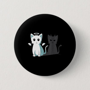 Purr Evil Devil Cat Happy Halloween Cat Angel Devi 2 Inch Round Button