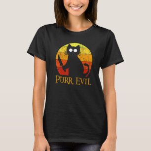 Purr Evil Halloween Gory Cat With Knife T-Shirt