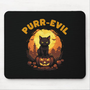 Purr-evil Haunted Cat Halloween Mouse Pad