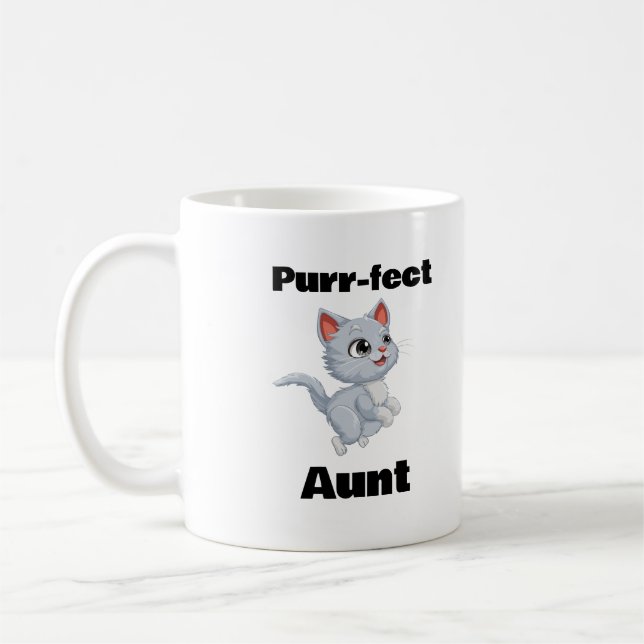 Purr-fect Aunt, Funny Cat Lover  Coffee Mug (Left)