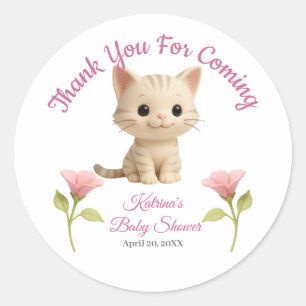 Purr-fect Baby Girl Kitten Baby Shower Classic Round Sticker