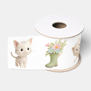Purr-fect Baby Girl Kitten Baby Shower Grosgrain Ribbon