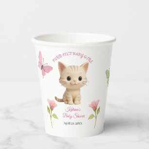 Purr-fect Baby Girl Kitten Baby Shower Paper Cups