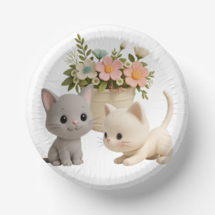 Purr-fect Baby Girl Kitten Baby Shower Paper Plate