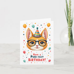 Purr-fect Birthday!” Cute Cat Birthday Card 