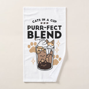 Purr-fect Blend: Cat and Coffee Art for Pet Lovers Bath Towel Set
