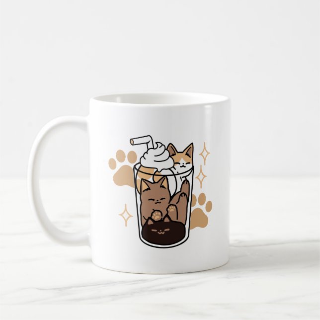 Purr-fect Blend: Cat and Coffee Art for Pet Lovers Coffee Mug (Left)