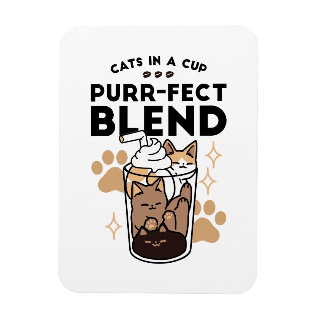 Purr-fect Blend: Cat and Coffee Art for Pet Lovers Magnet (Vertical)