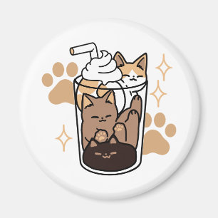 Purr-fect Blend: Cat and Coffee Art for Pet Lovers Magnet