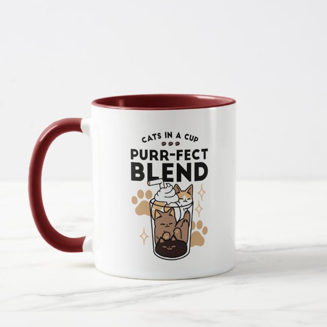 Purr-fect Blend: Cat and Coffee Art for Pet Lovers Mug (Left)