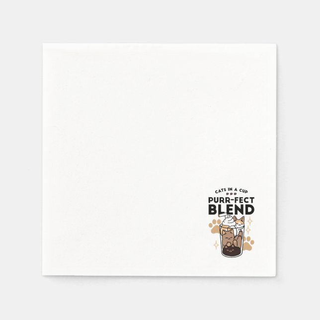 Purr-fect Blend: Cat and Coffee Art for Pet Lovers Napkin (Front)