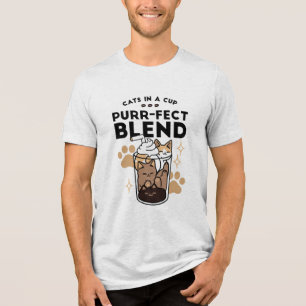 Purr-fect Blend: Cat and Coffee Art for Pet Lovers Tri-Blend Shirt