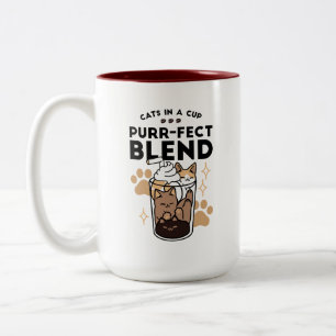 Purr-fect Blend: Cat and Coffee Art for Pet Lovers Two-Tone Coffee Mug