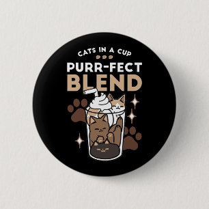 Purr-fect Blend: Coffee Design for Cat & Coffee 2 Inch Round Button