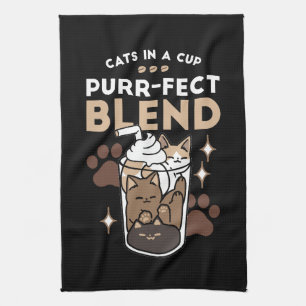 Purr-fect Blend: Coffee Design for Cat & Coffee Kitchen Towel