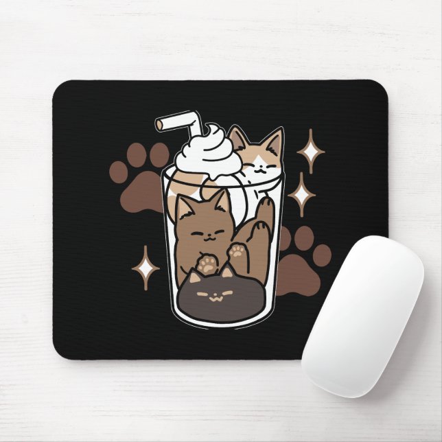 Purr-fect Blend: Coffee Design for Cat & Coffee Mouse Pad (With Mouse)