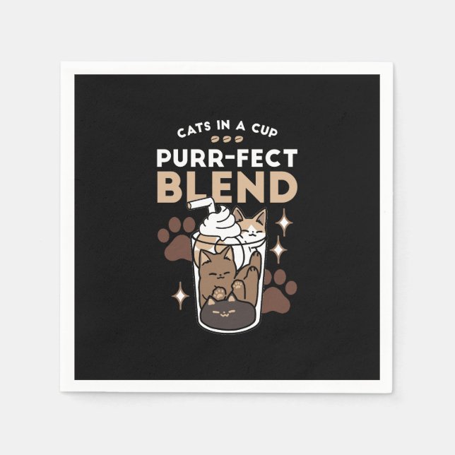 Purr-fect Blend: Coffee Design for Cat & Coffee Napkin (Front)