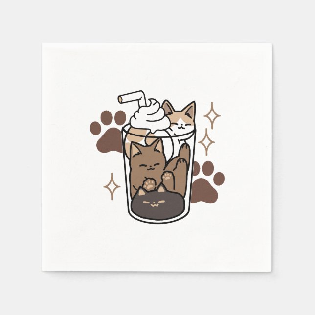 Purr-fect Blend: Coffee Design for Cat & Coffee Napkin (Front)
