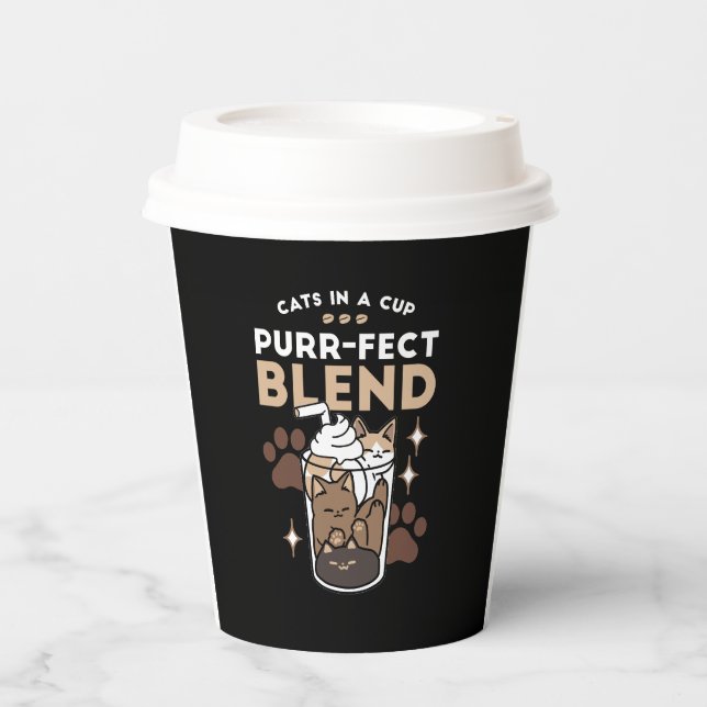 Purr-fect Blend: Coffee Design for Cat & Coffee Paper Cups (Front)