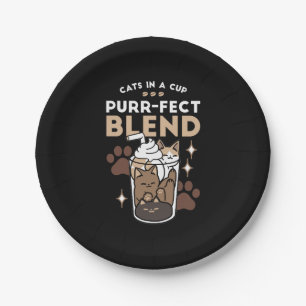 Purr-fect Blend: Coffee Design for Cat & Coffee Paper Plate