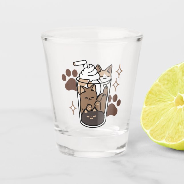 Purr-fect Blend: Coffee Design for Cat & Coffee Shot Glass (Front)
