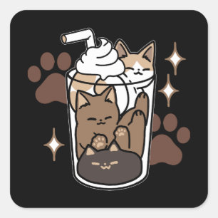 Purr-fect Blend: Coffee Design for Cat & Coffee Square Sticker