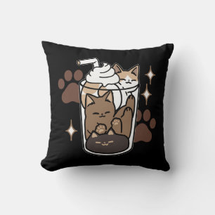 Purr-fect Blend: Coffee Design for Cat & Coffee Throw Pillow