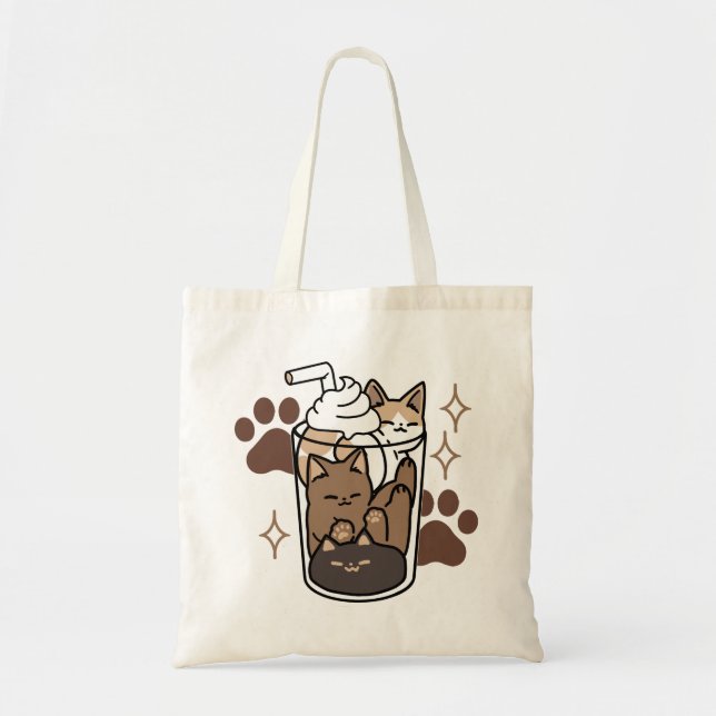 Purr-fect Blend: Coffee Design for Cat & Coffee Tote Bag (Front)