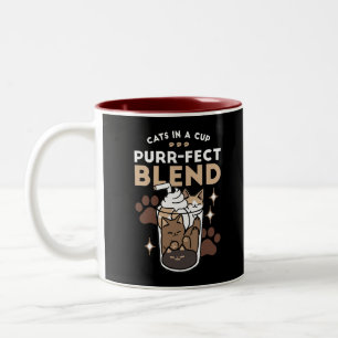 Purr-fect Blend: Coffee Design for Cat & Coffee Two-Tone Coffee Mug