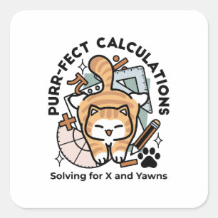 Purr-fect Calculations – Funny Math Cat Design Square Sticker