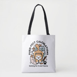 Purr-fect Calculations – Funny Math Cat Design Tote Bag