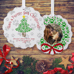 Purr-fect Christmas Fun Paw Prints Cat Photo Ornament Card<br><div class="desc">These adorable ornament cards are a wonderful way to send holiday greetings that can be displayed directly on the Christmas tree! The cute and fun design features a Christmas tree and wreath made from red and green paw prints. The front reads "Have a Purrrr-fect Christmas" with room for a short...</div>