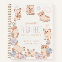 Purr-fect Cute Cats Floral Baby shower Livre d'inv