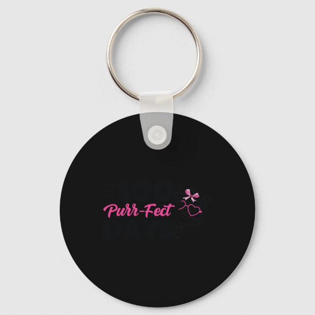 Purr-fect Days Cute Cat Student School Fun Kitten  Keychain (Front)