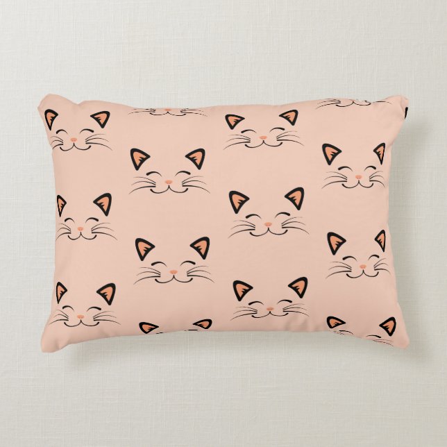 Purr-fect Kitty Floating Cat Face  Accent Pillow (Front)