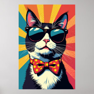 Purr-fect Pop – Retro Cat in Bold Color Poster
